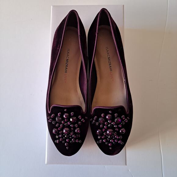 NWB Isaac Mizrahi Live! Velvet Loafers Ornament Detail Vivid Plum Women Size 5 M - Picture 12 of 14